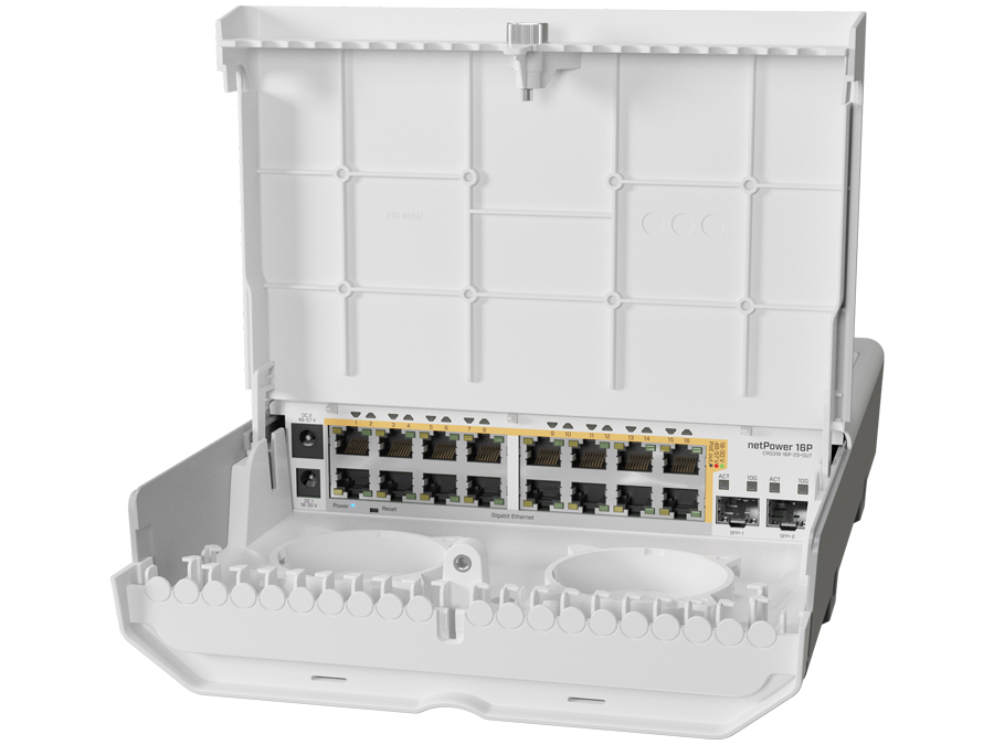 MikroTik netPower 8P 8 PoE Output 2 SFP+ Integrated UPS Outdoor Switch