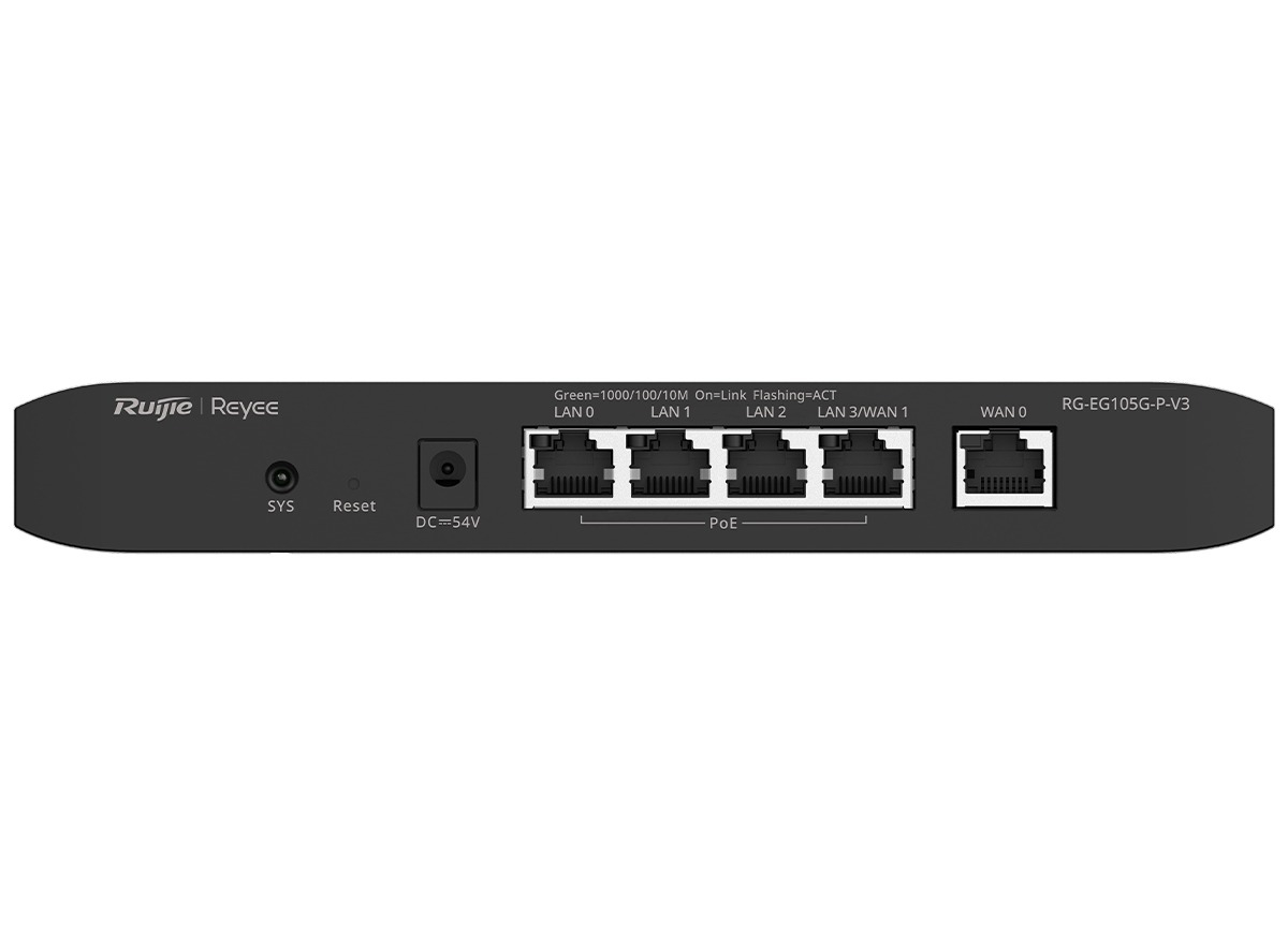 Reyee 5 Port Gigabit 2 WAN 4 PoE 54W 100 User Cloud Router